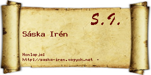 Sáska Irén névjegykártya